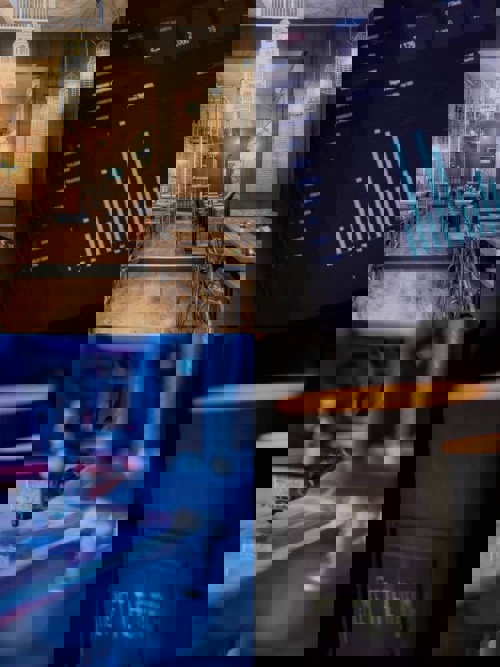 Wind turbines at sunset