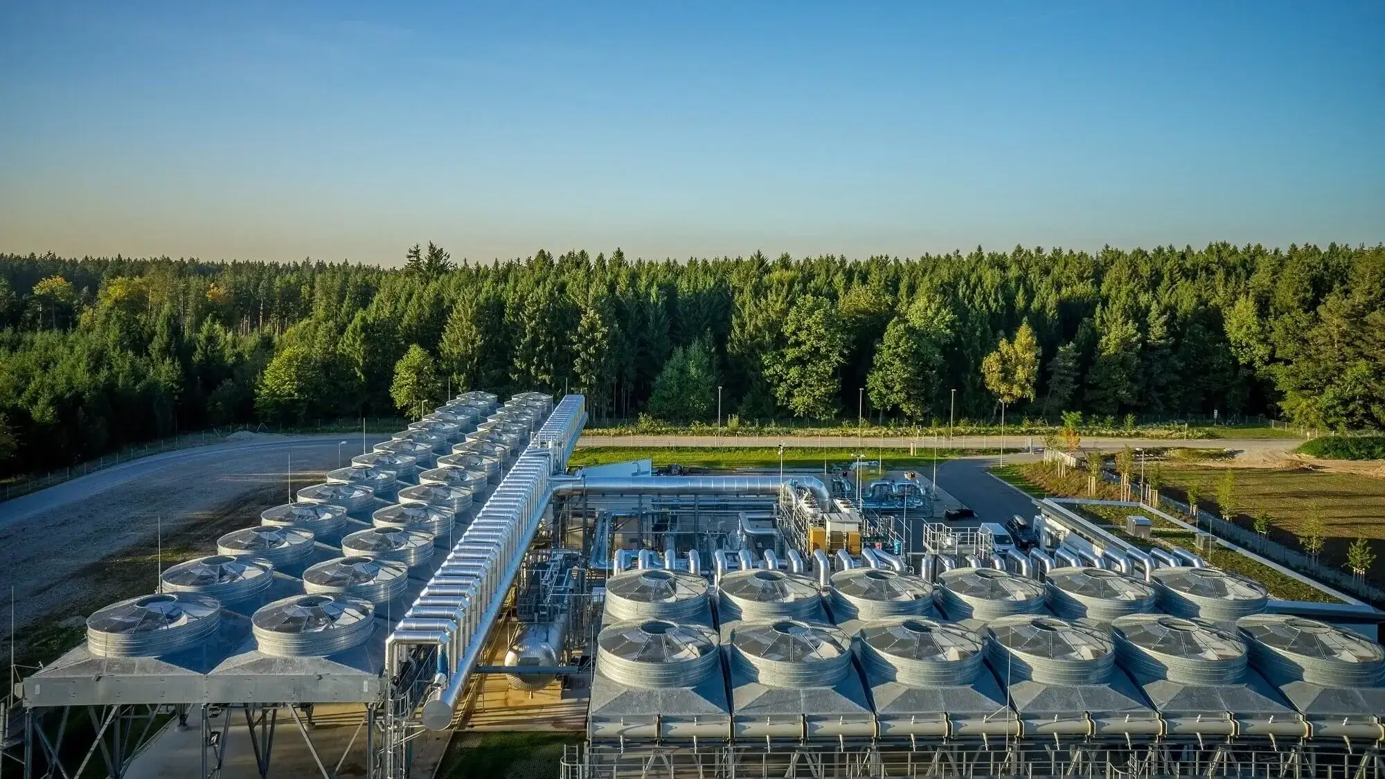 Wind turbines at sunset